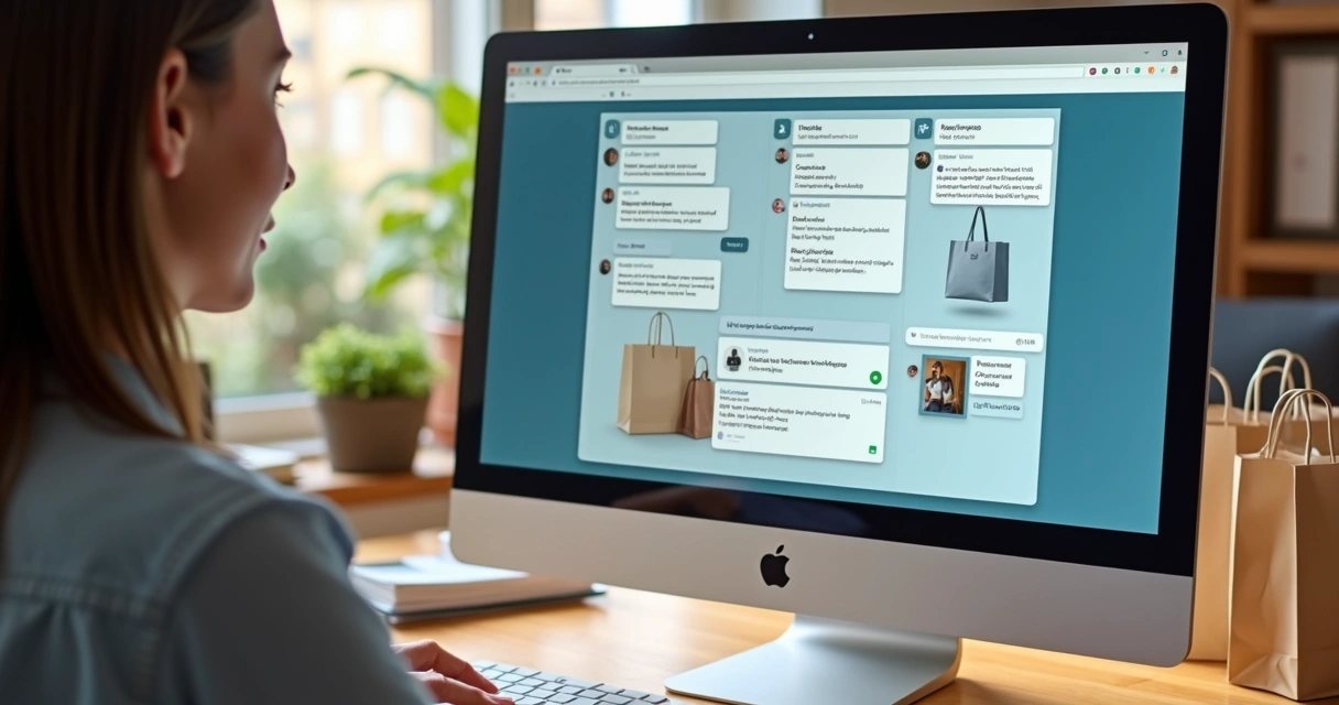Cliente conversando com chatbot de e-commerce na tela do computador