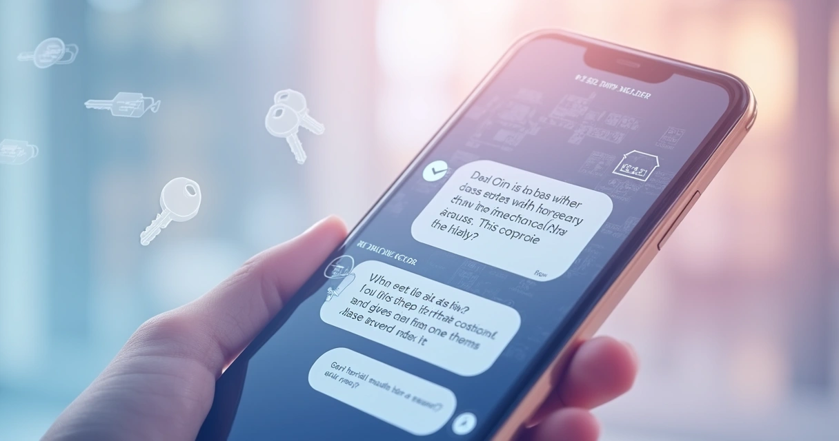 Tela de celular simulando conversa de imobiliária com chatbot IA