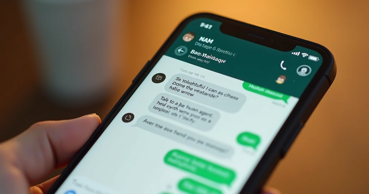 Interface WhatsApp com chatbot e opção falar com humano no chat 