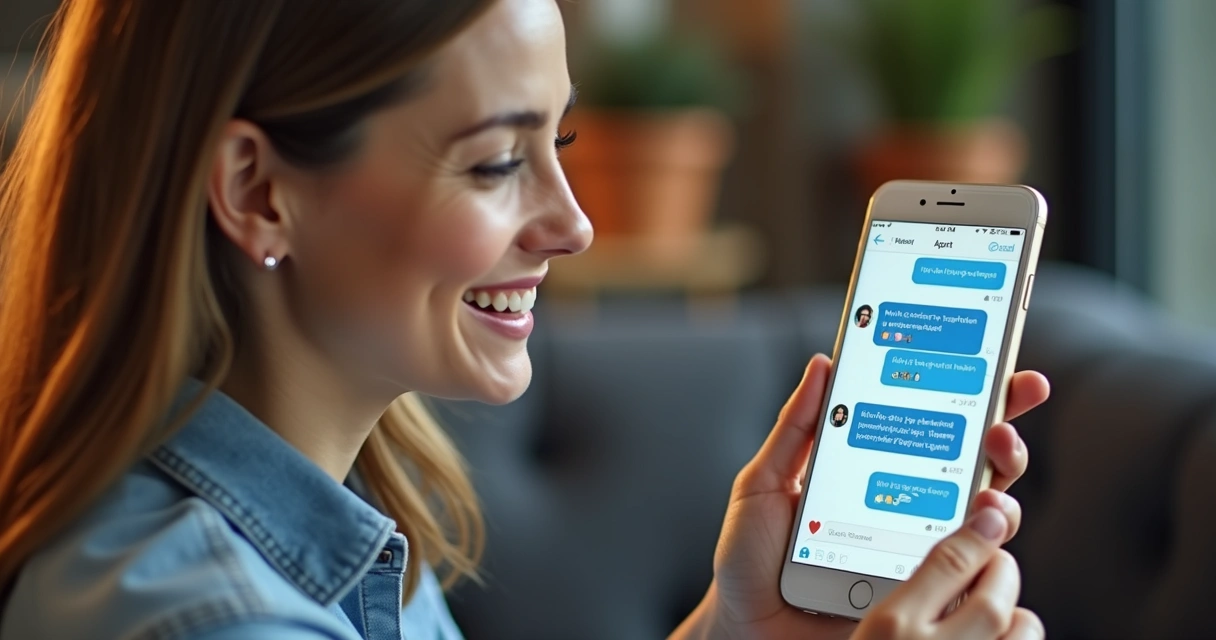 Cliente satisfeito interagindo com chatbot de IA 