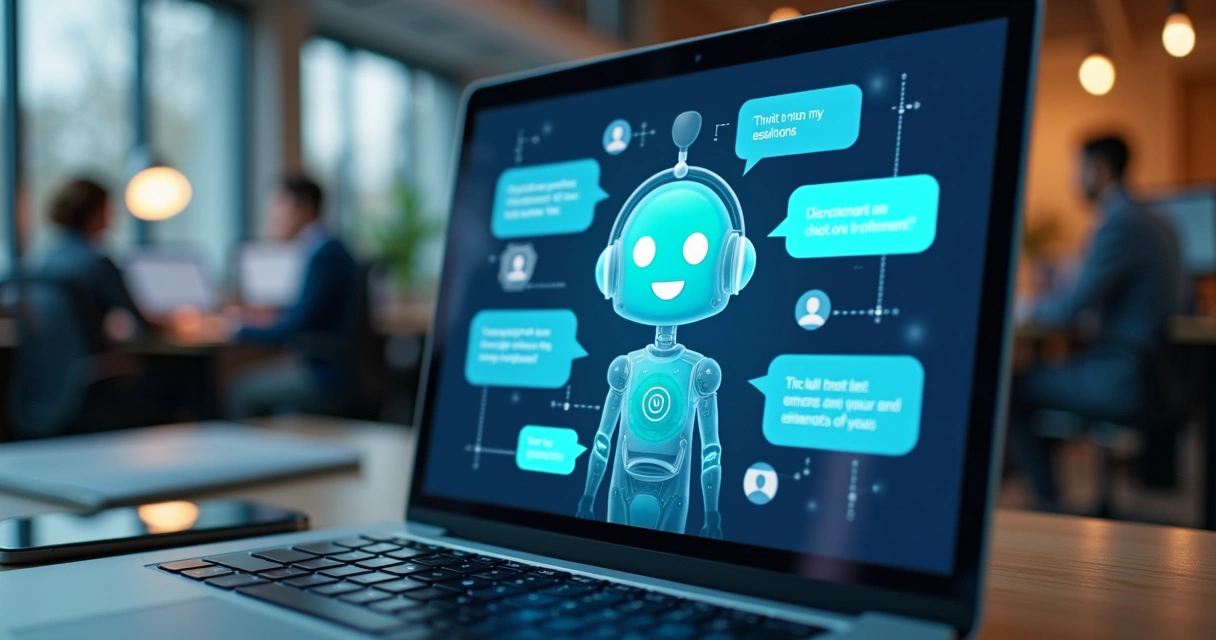 Chatbot de IA interagindo com clientes digitais 