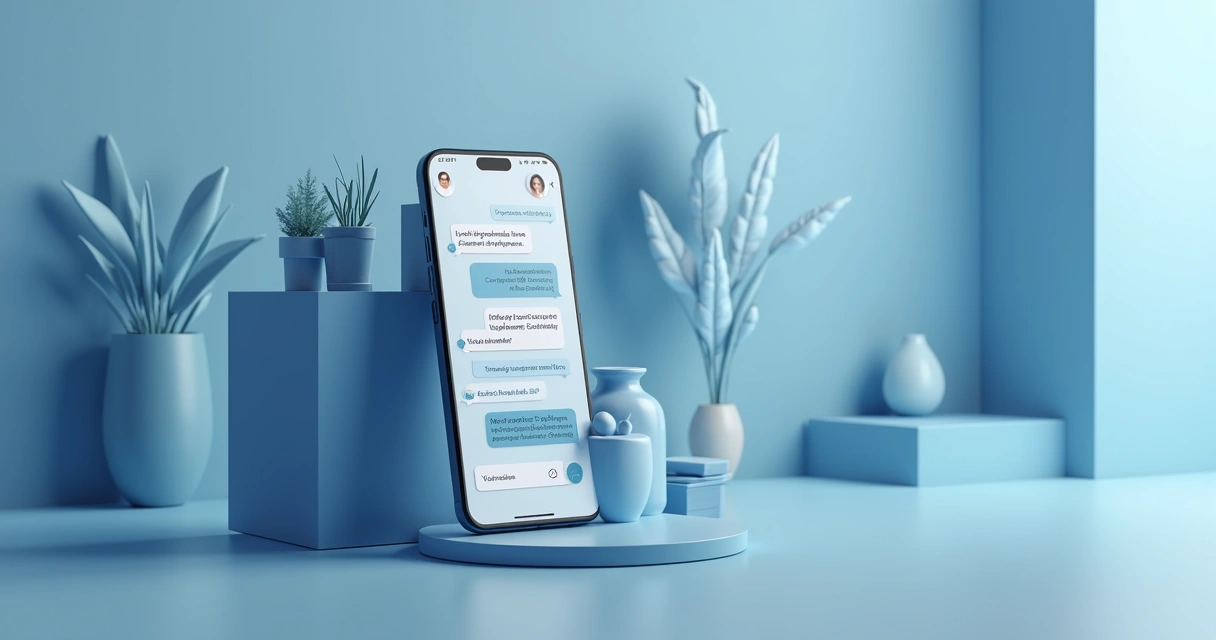 Chatbot em smartphone conversando sobre imóveis