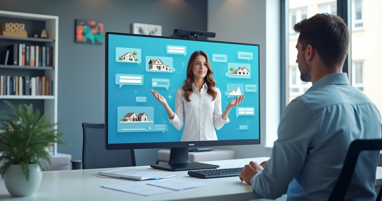 Chatbot de IA atendendo cliente por mensagem em ambiente de imobiliária 