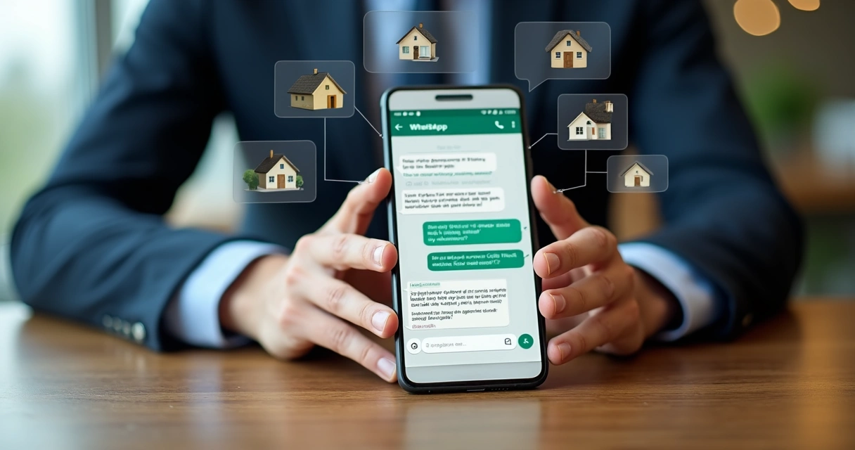 Tela de chatbot imobiliário no WhatsApp
