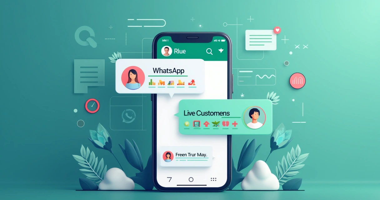 Ilustração de chatbot no WhatsApp exibindo informações do cliente integradas ao CRM. 
