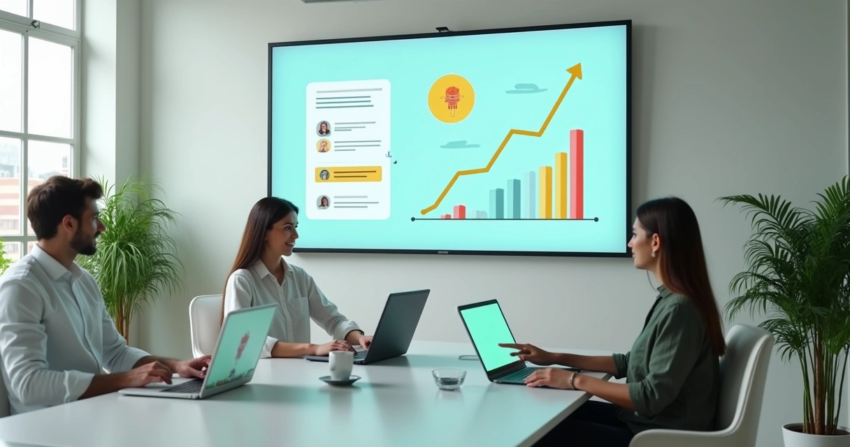 Painel digital mostrando chatbot automatizando atendimento 