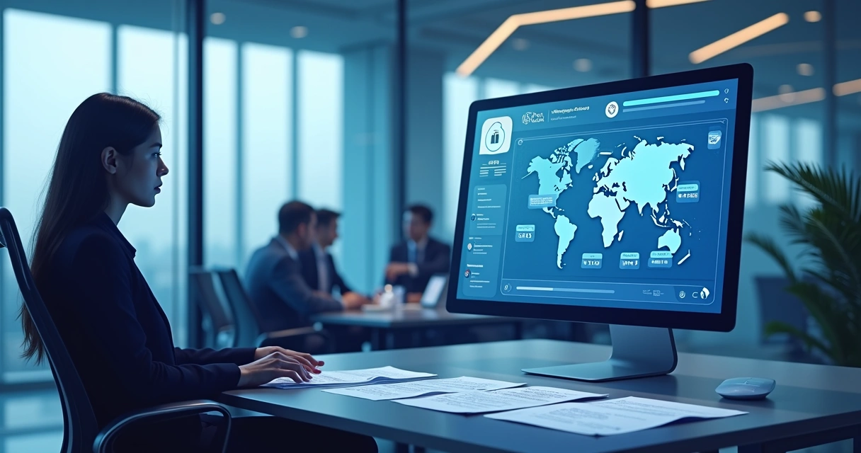 Representação de chatbot empresarial privado em ambiente corporativo. 