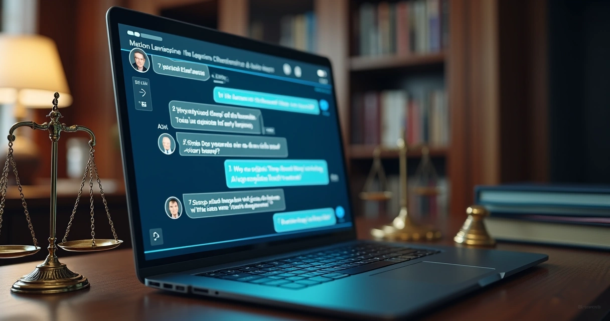 Chatbot jurídico conversando com cliente por computador 