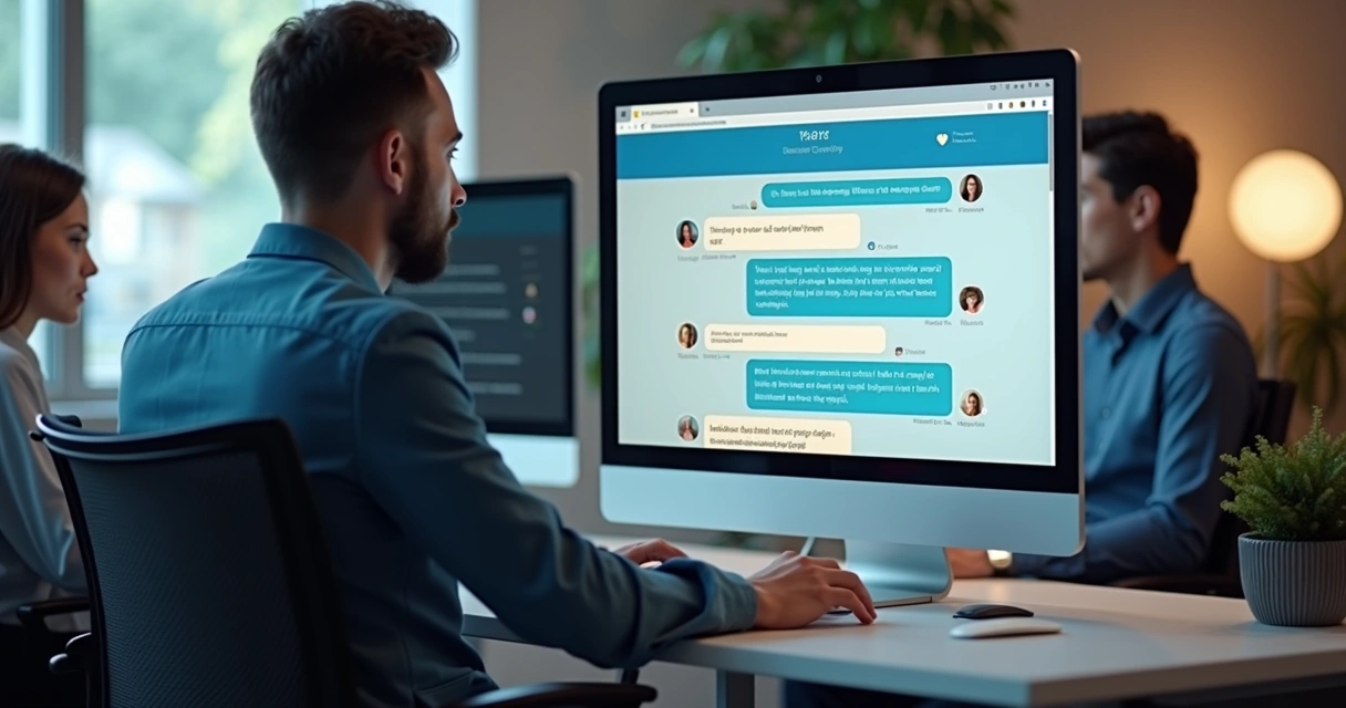Chatbot atendendo clientes em tela de computador 