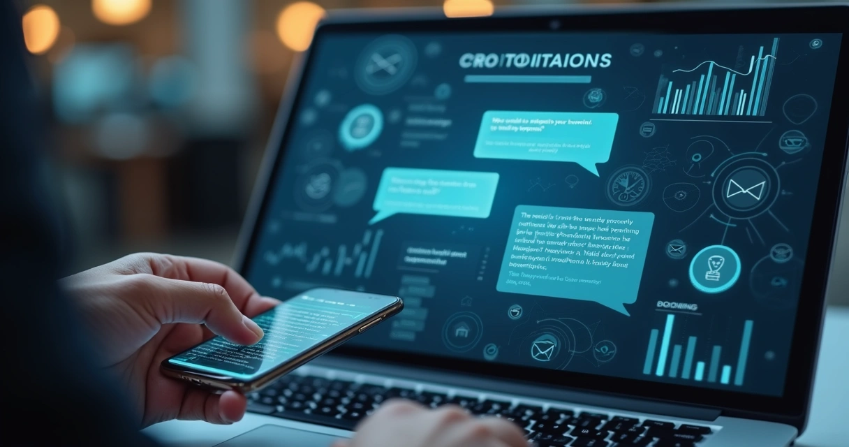 Chatbot conversando com lead em tela digital 
