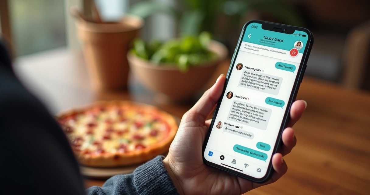 Chatbot respondendo pedido de delivery em smartphone 