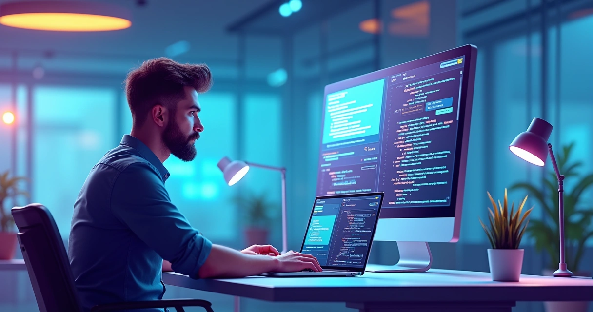 Desenvolvedor integrando chatbot de IA ao sistema de uma empresa