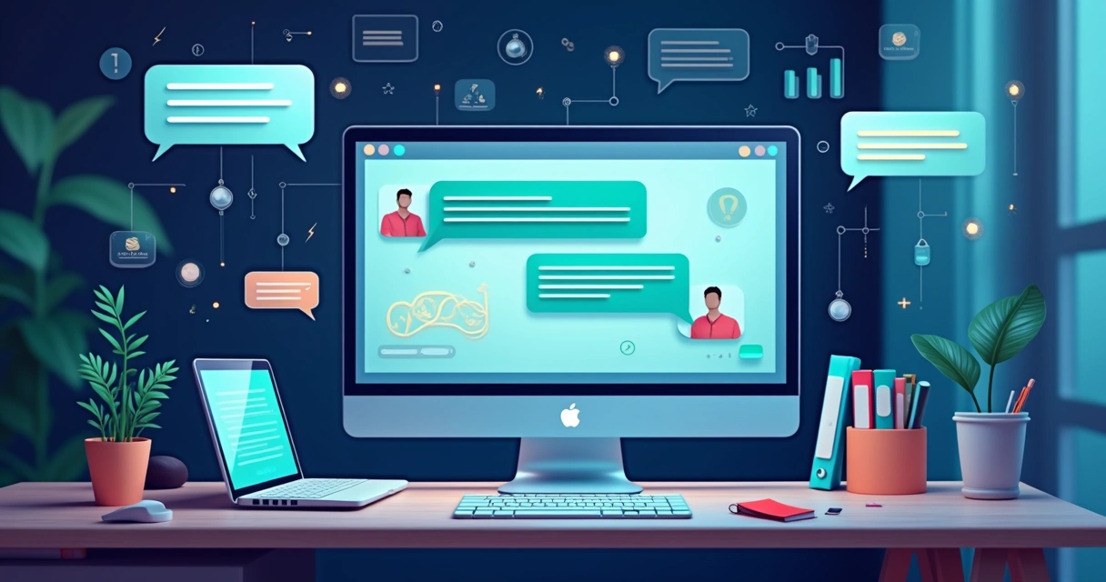 Chatbot em uma tela analisando conversa de lead