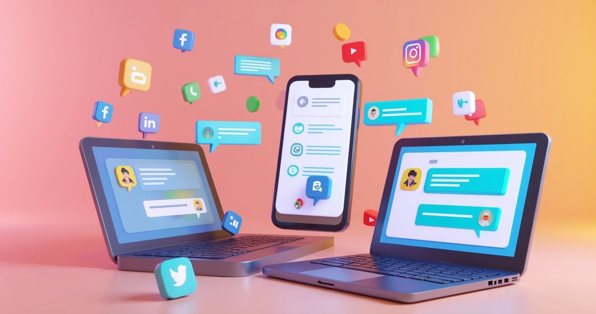 Chatbot interagindo em redes sociais e site 