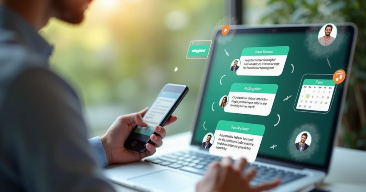 Chatbot responde cliente no WhatsApp com calendário ao fundo