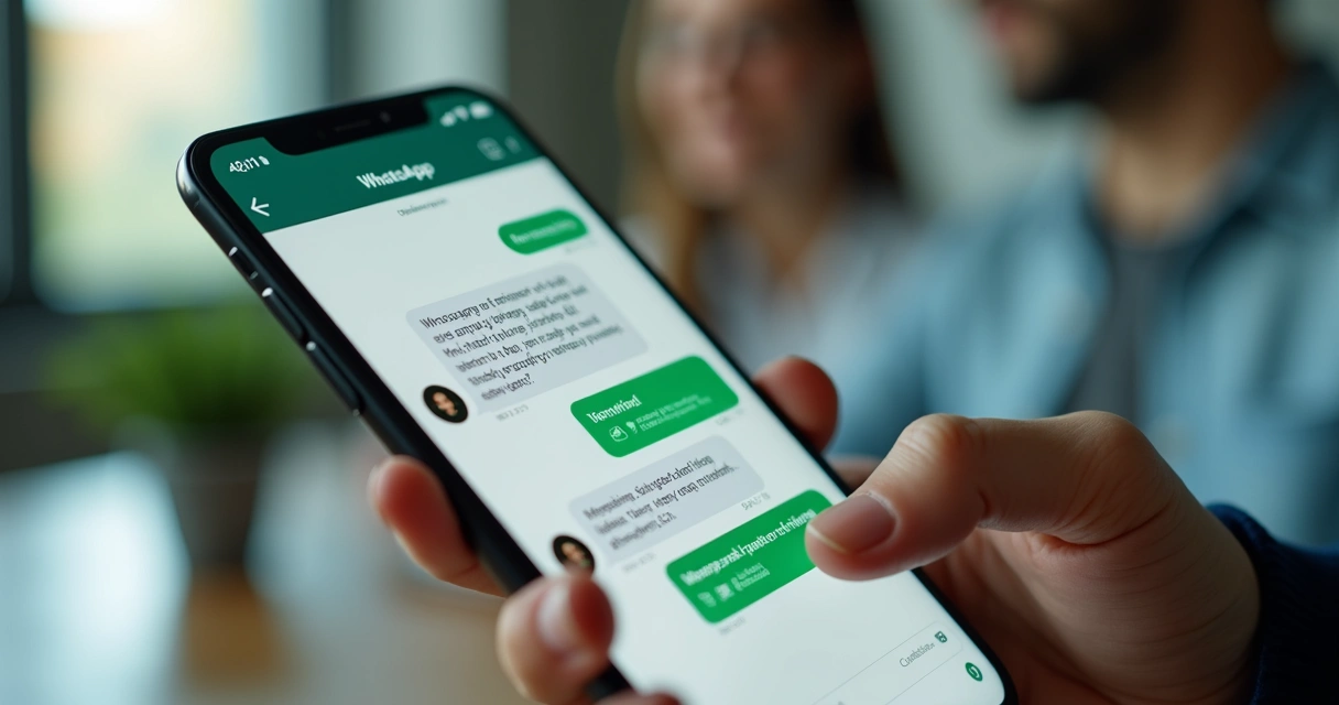 Tela de celular com respostas automáticas no WhatsApp 