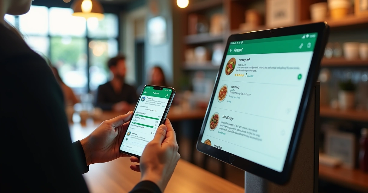 Chatbot de WhatsApp para restaurante, tela de pedido digital no balcão 