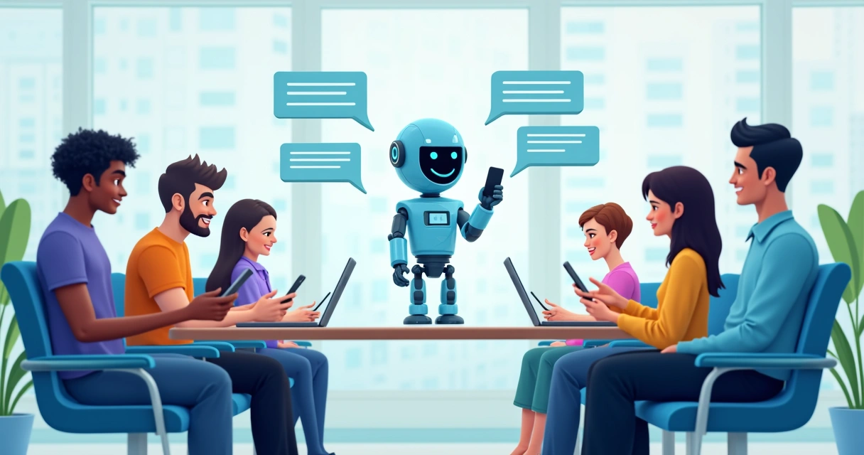 Chatbot interagindo com cidadão em atendimento virtual no setor público 