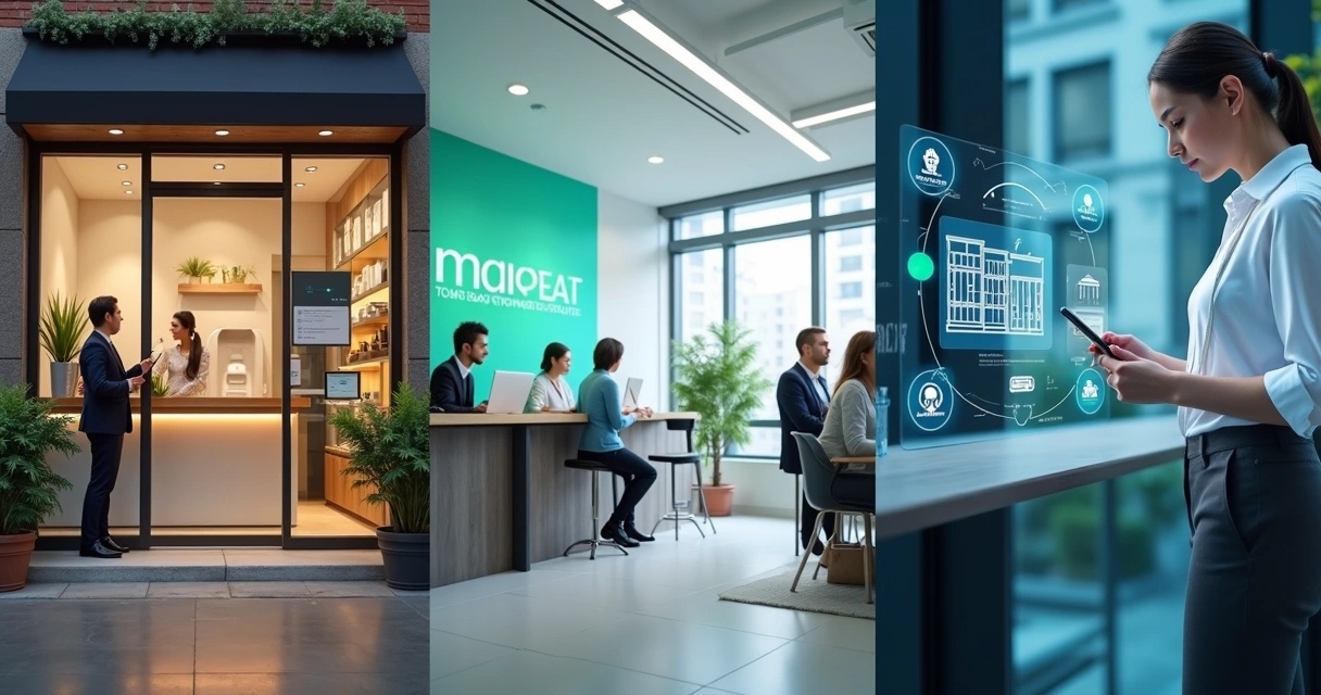 Setores variados utilizando chatbot no WhatsApp, como lojas, clínica e imobiliária