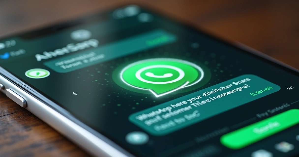 Smartphone displaying WhatsApp chat with AI chatbot icon and automated customer responses 