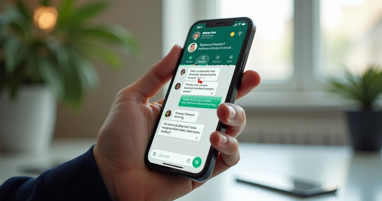 Interfaz de chatbot respondiendo preguntas frecuentes en WhatsApp, visto desde el móvil 