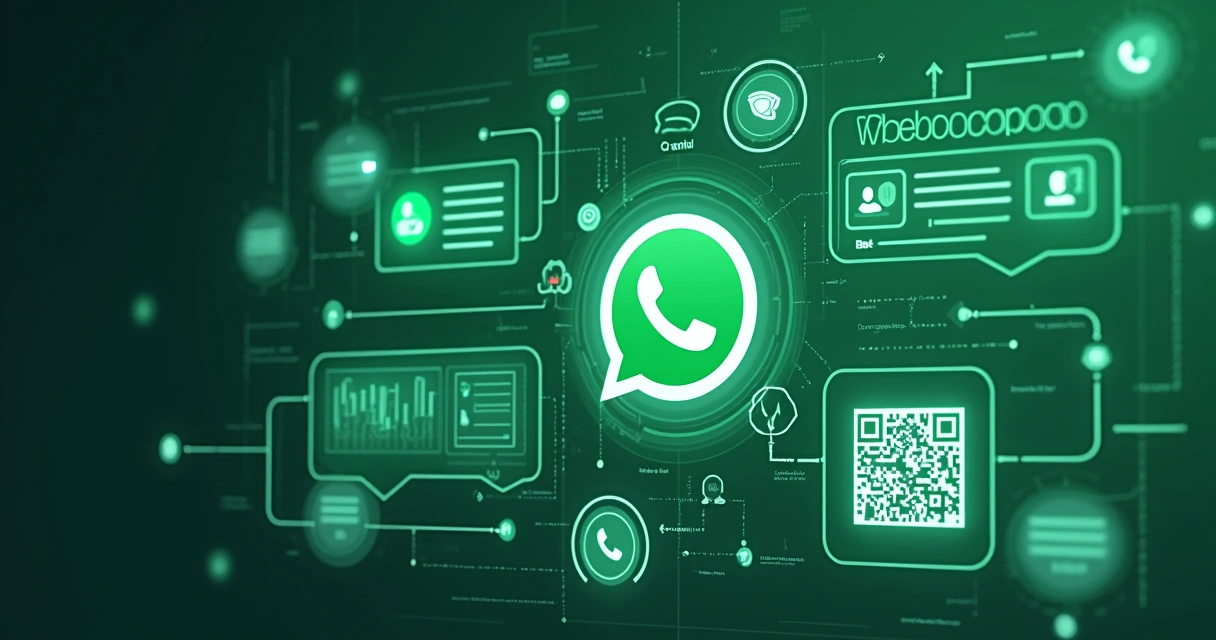 Interface de chatbot WhatsApp com automações, analytics e QR code
