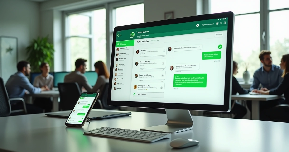 Painel com chatbot oficial de WhatsApp atendendo clientes em empresa 