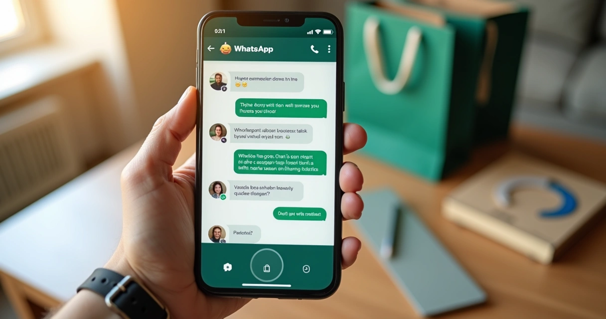 Atendente virtual no WhatsApp em tela de celular 