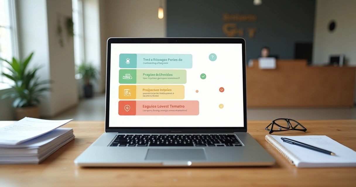 Tela de notebook exibindo sequência de mensagens de cobrança organizadas em balões de chat 