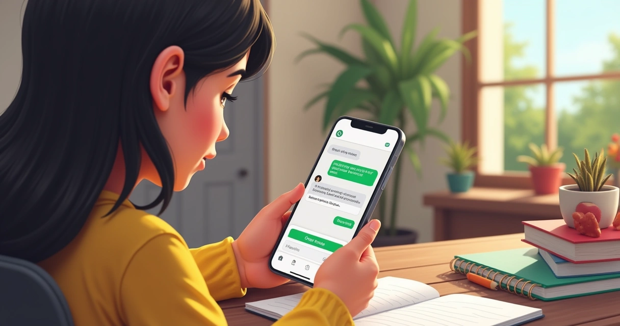 Aluna utilizando ChatClass para praticar inglês no WhatsApp 