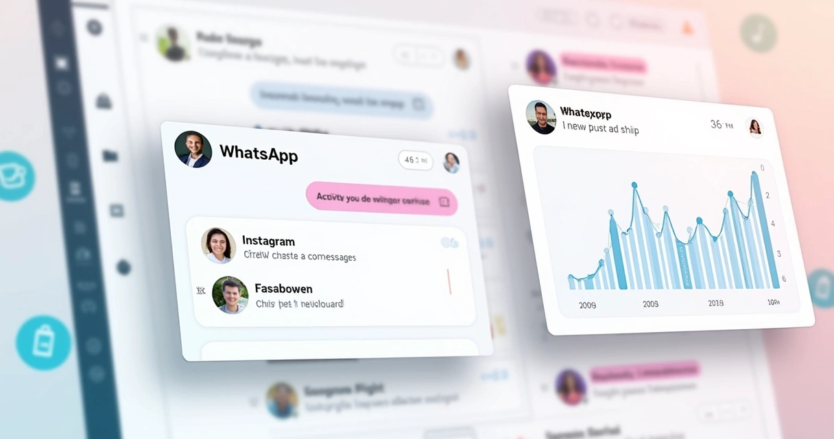 Painel multicanal do ChatPlus mostrando interações do WhatsApp e Instagram 