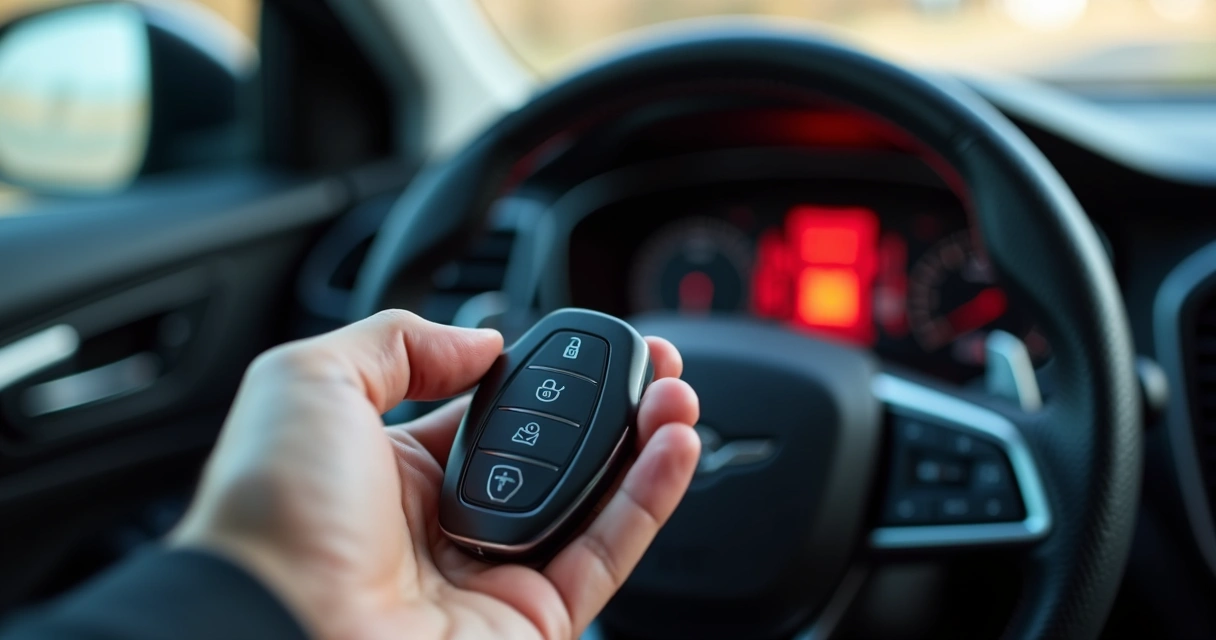 Chave codificada com luz de cadeado no painel de carro 