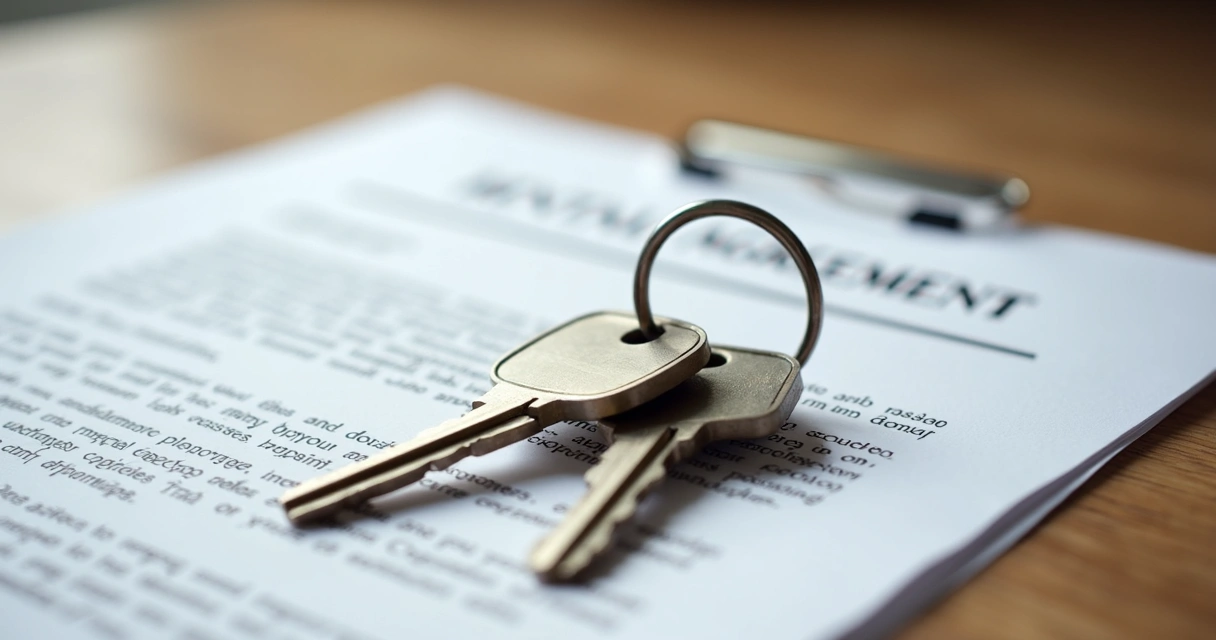 Chave sobre contrato de aluguel impresso 