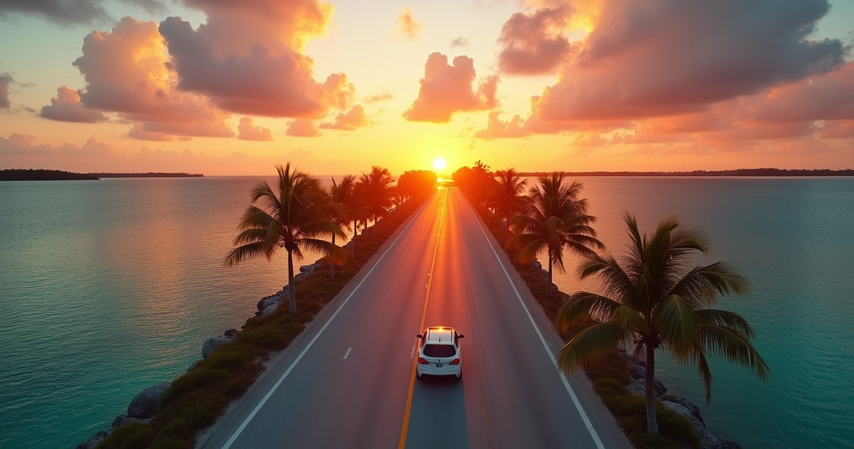 Pôr do sol na Overseas Highway, Flórida 