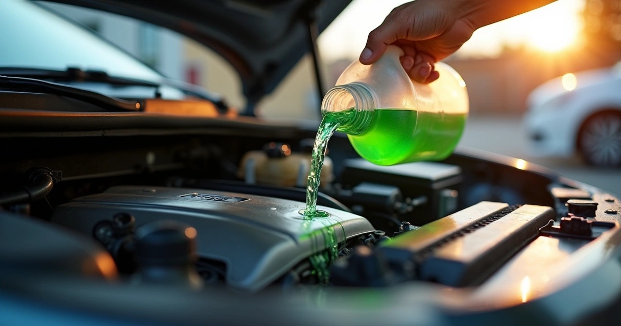 Pessoa verificando o líquido de arrefecimento do carro com capô aberto