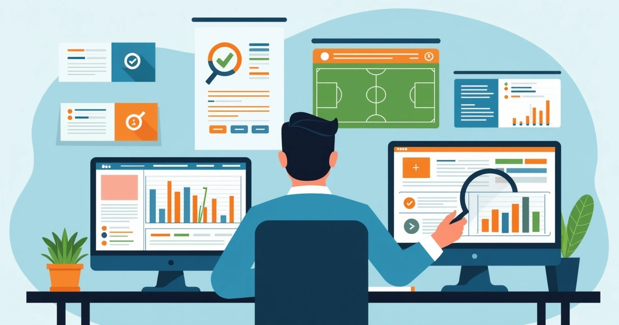 Painel com dados esportivos e verificação de informações 