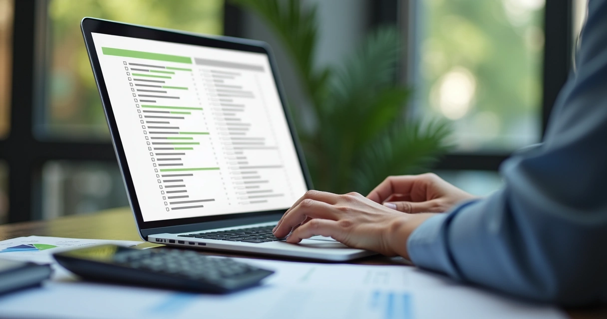 Contador revendo checklist fiscal em laptop para SPED 