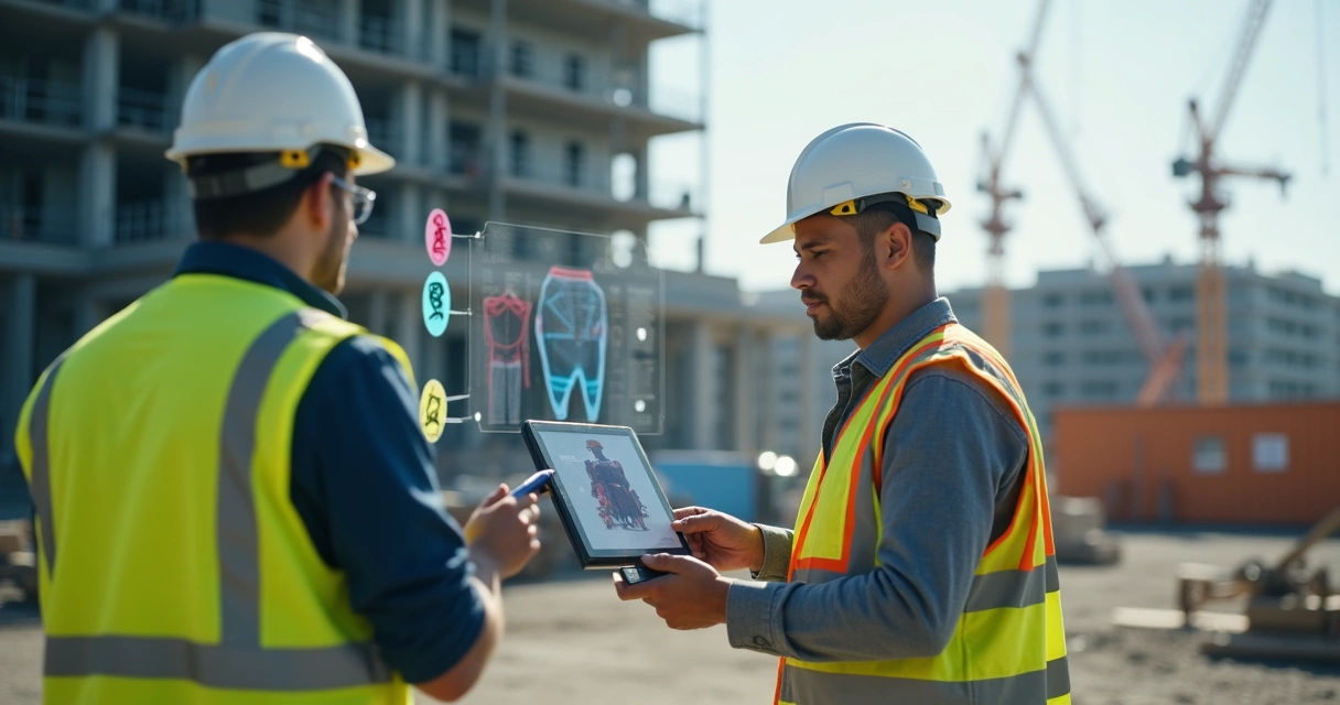 Inteligência artificial detectando EPI em trabalhadores no canteiro