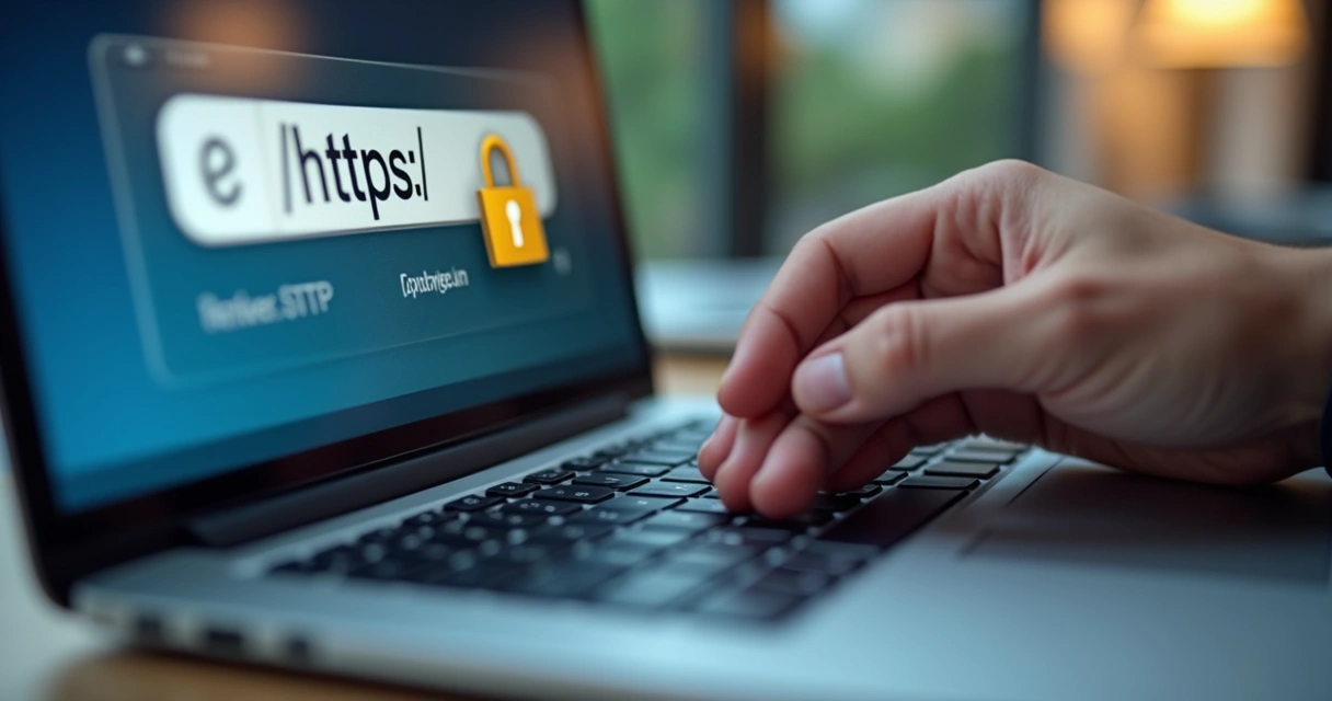 Pessoa conferindo cadeado do SSL em site 