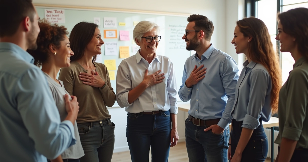 Equipe de trabalho fazendo check-in emocional matinal 