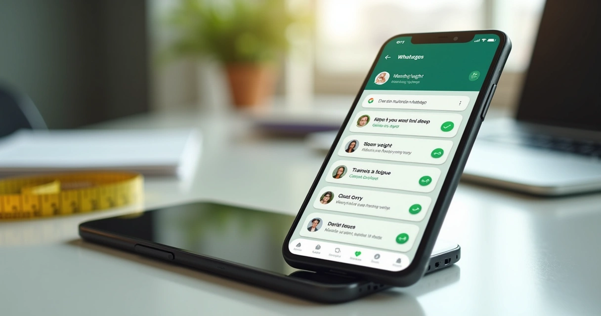 Check-in nutricional automatizado no WhatsApp em smartphone 