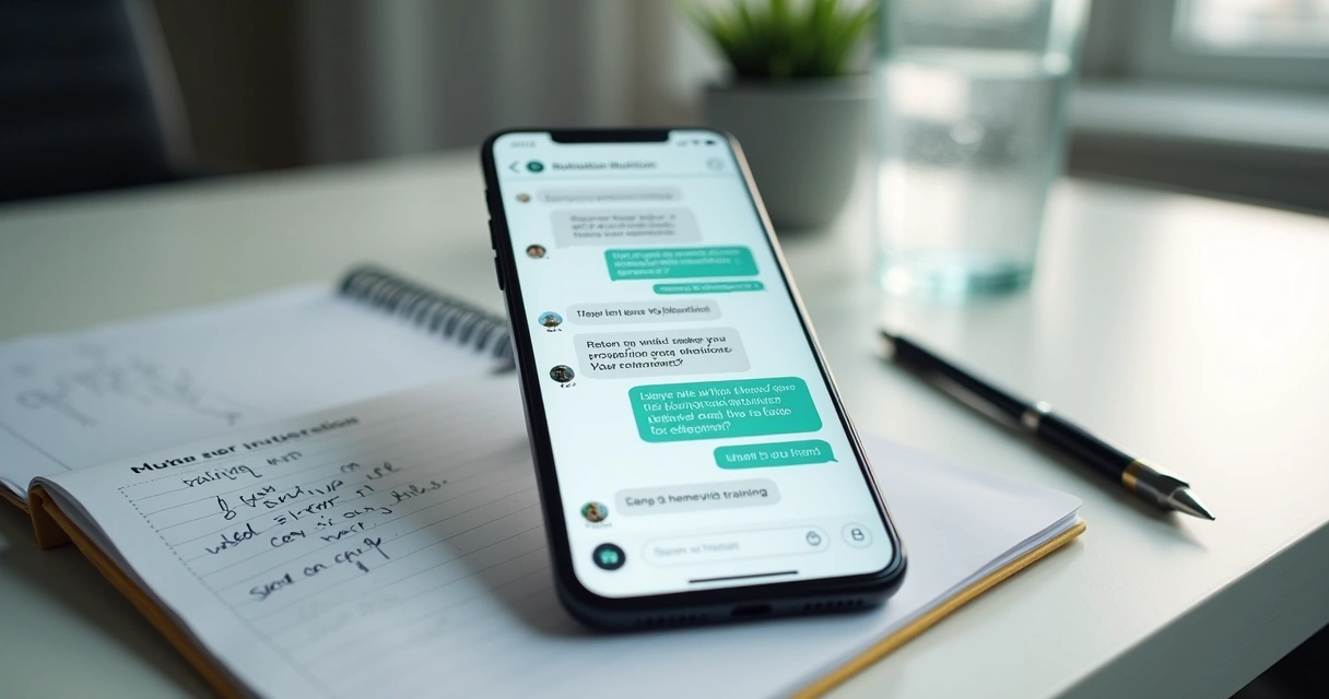 Check-in nutricional automatizado no celular com perguntas sobre hidratação e proteína 