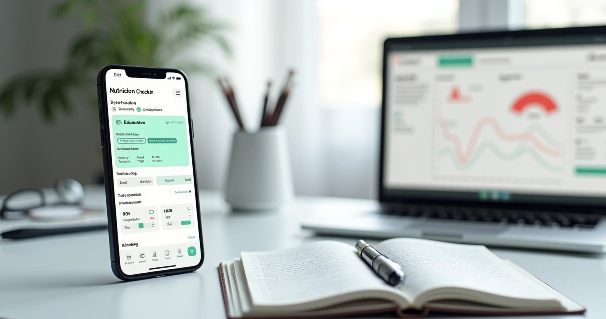 Interface de check-in nutricional online em smartphone integrado a dados clínicos 