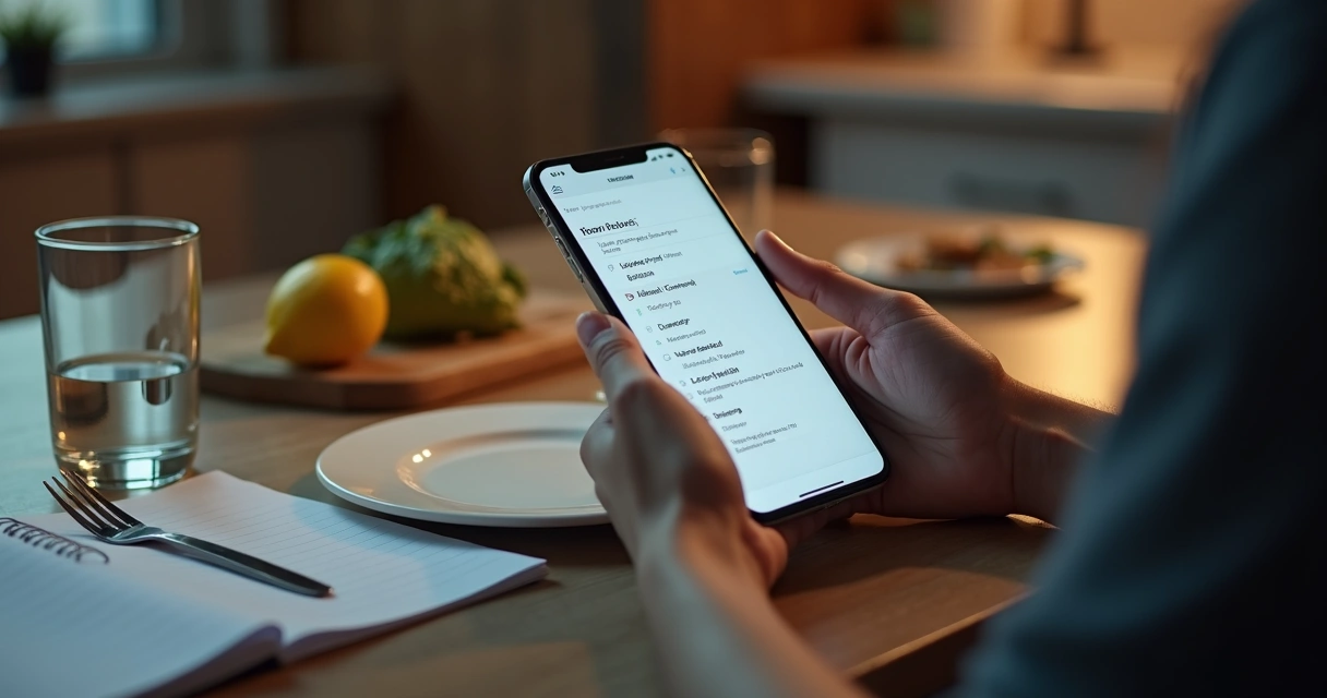 Paciente preenchendo check-in alimentar no celular 
