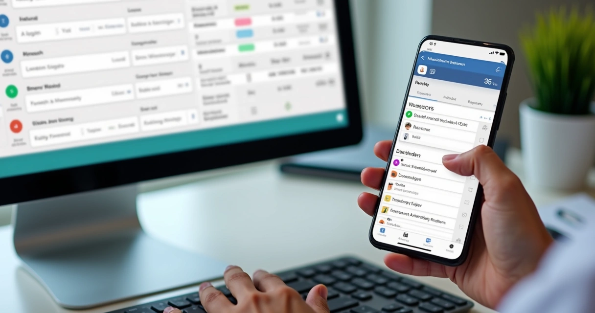 Tela com check-ins, formulários e mensagens organizadas