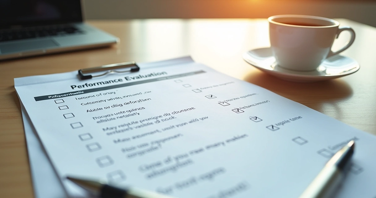 Checklist de avaliação de desempenho com anotações 