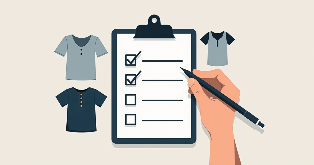 Checklist mostrando passo a passo para escolher camiseta masculina 