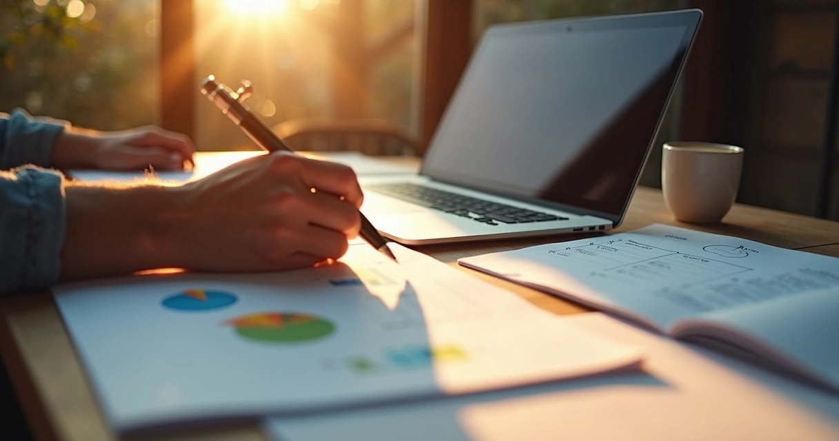 Pessoa marcando checklist de campanha digital em bloco de notas 