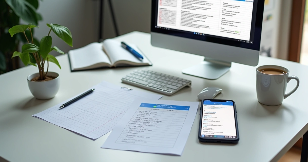 Checklist de cobrança em tela com mensagens e calendário 