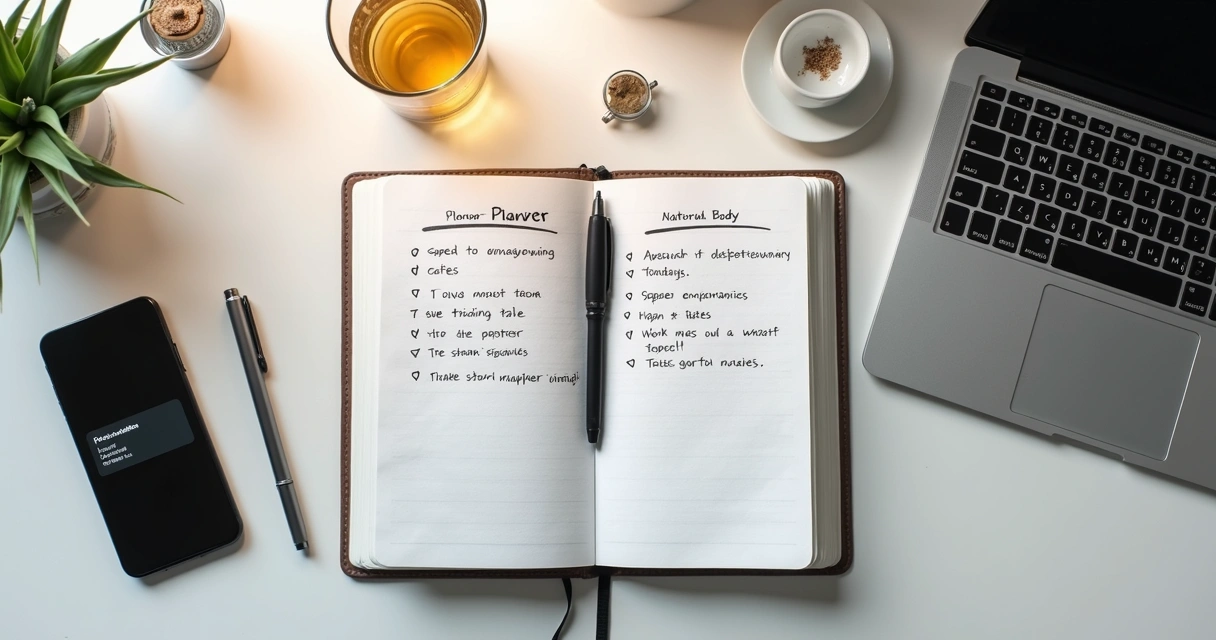 Checklist de coerência interna ao lado de computador e agenda